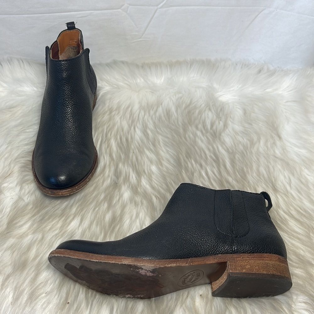 Kork-Ease Velma Black Textured Leather Side Zip Distressed Heel Booties …